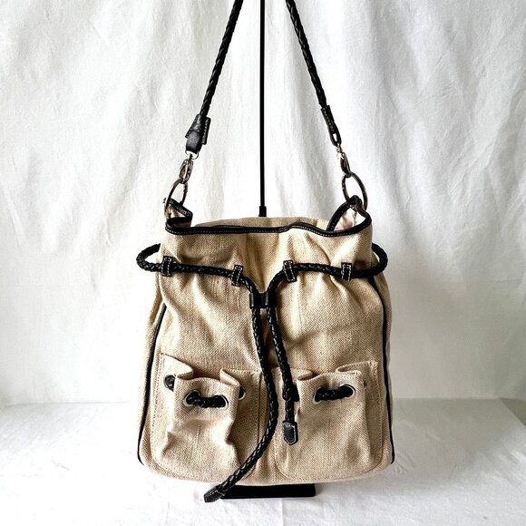 Talbots Hobo Shoulder Bag, Linen and Cotton with Leather Trim, EUC! - Picture 13 of 15